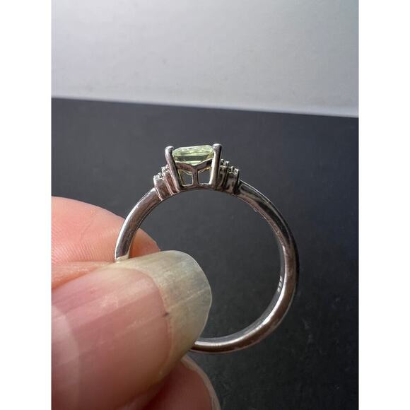 Prasiolite and zircon Sterling silver ring size 9 - Picture 6 of 10